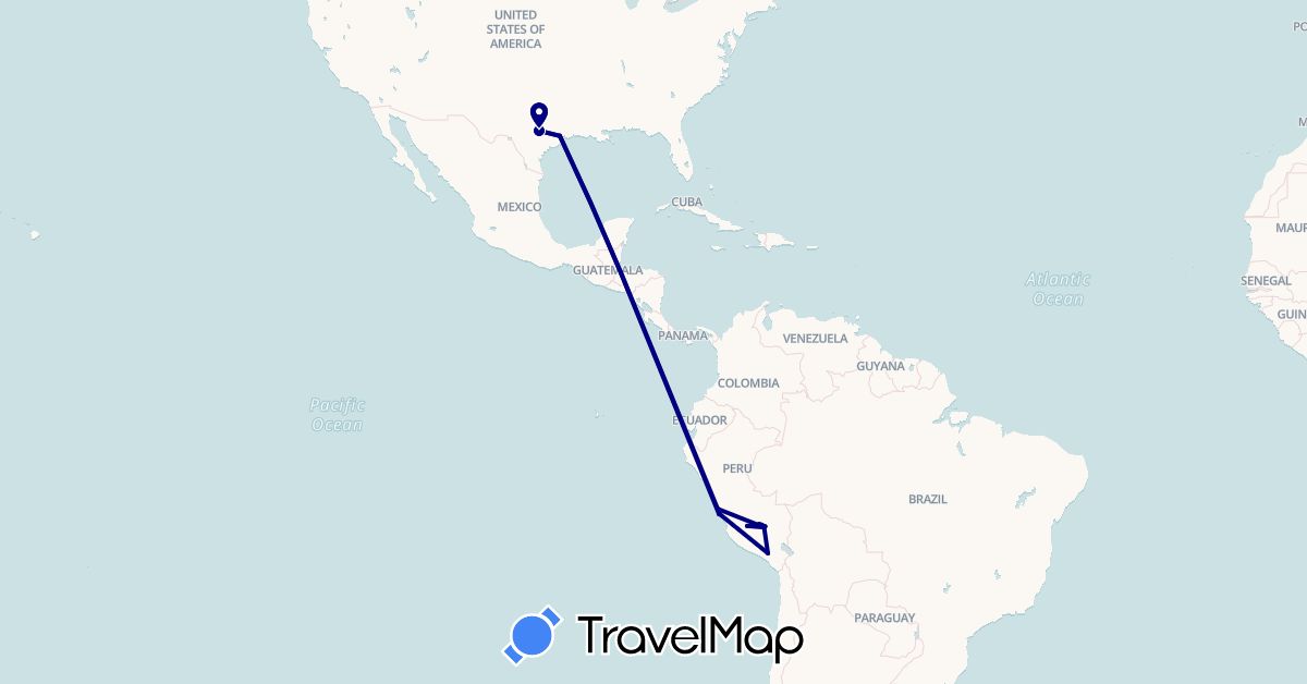 TravelMap itinerary: driving in Peru, United States (North America, South America)
